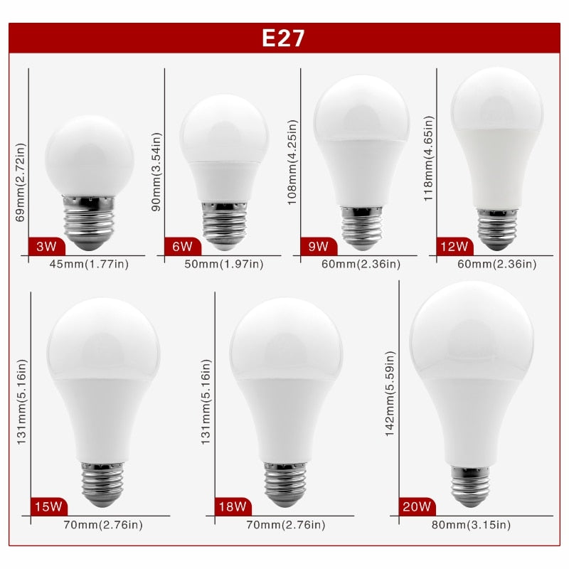 LED Bulb E27 E14 20W 18W 15W 12W 9W 6W 3W 4pcs/lot Lampada LED Light AC 220V Bombilla Spotlight Lighting Cold/Warm White Lamp
