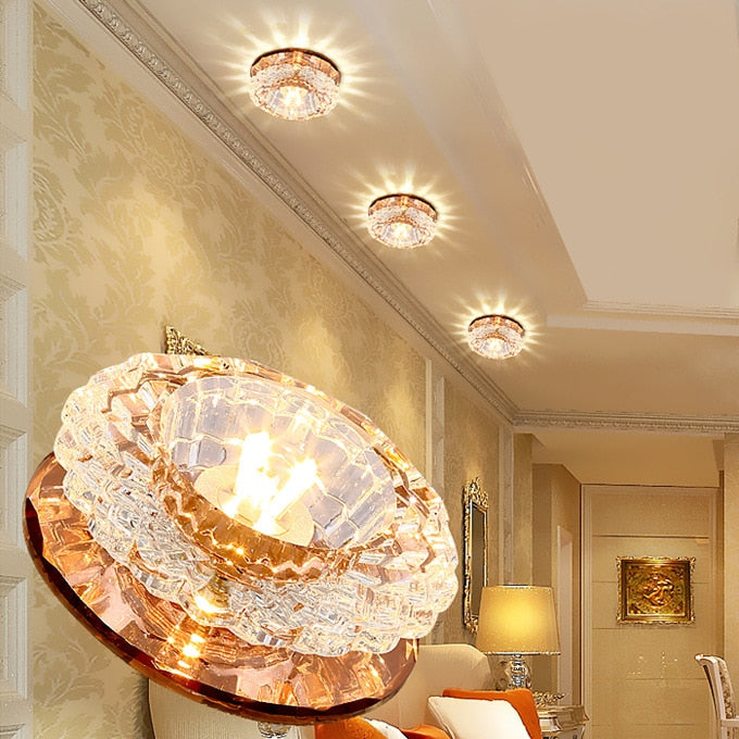 LED Downlight Ceiling Light Crystal Spotlight 3 Watts Full Set of Living Room Background Wall Lamps