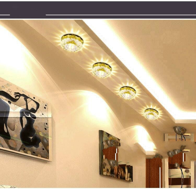 LED Downlight Ceiling Light Crystal Spotlight 3 Watts Full Set of Living Room Background Wall Lamps