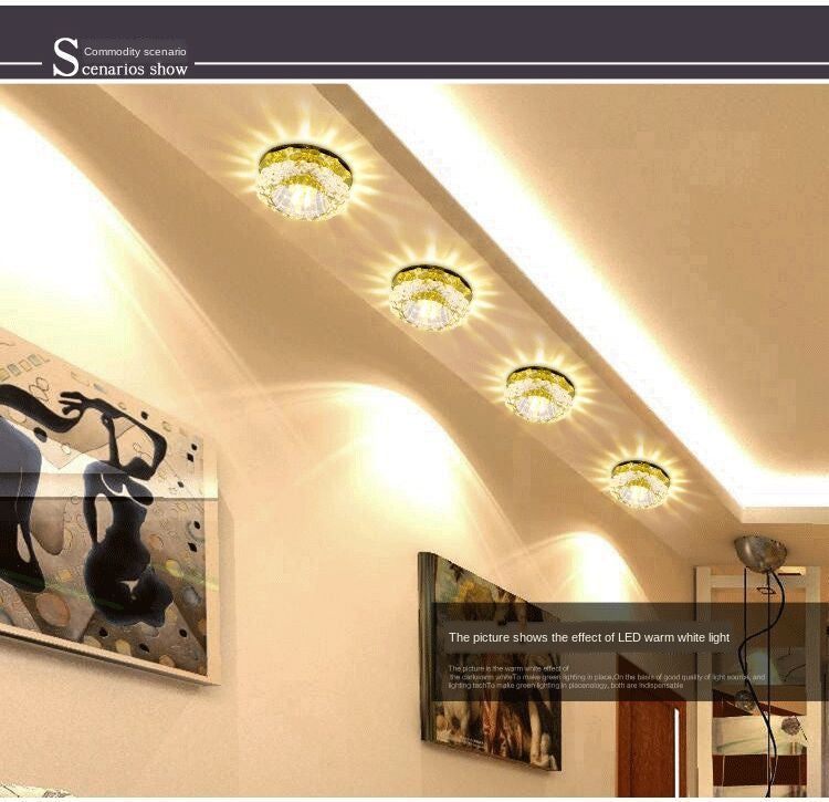 LED Downlight Ceiling Light Crystal Spotlight 3 Watts Full Set of Living Room Background Wall Lamps