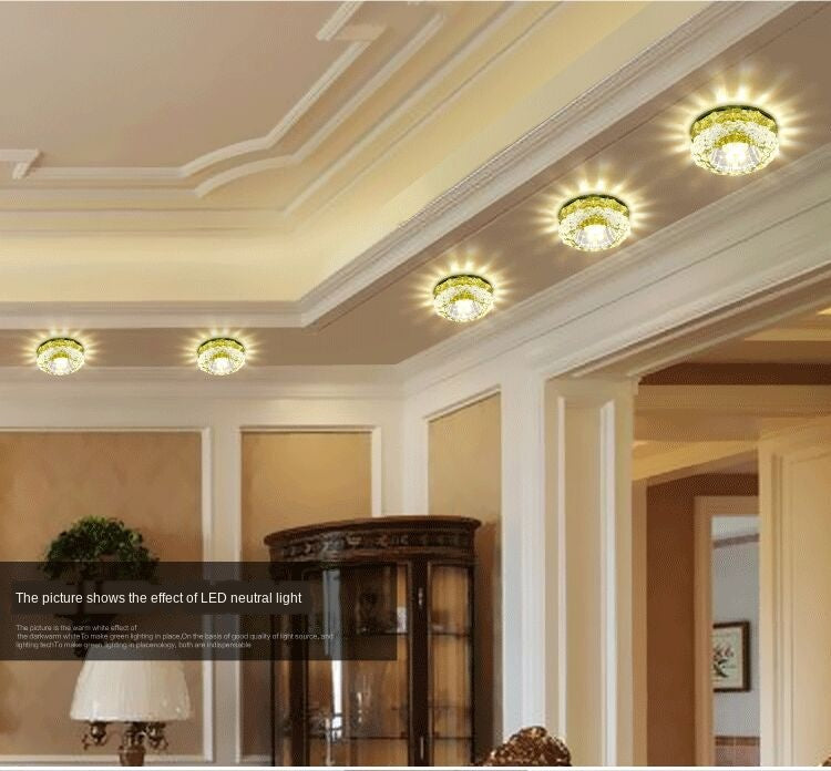 LED Downlight Ceiling Light Crystal Spotlight 3 Watts Full Set of Living Room Background Wall Lamps