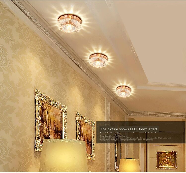 LED Downlight Ceiling Light Crystal Spotlight 3 Watts Full Set of Living Room Background Wall Lamps