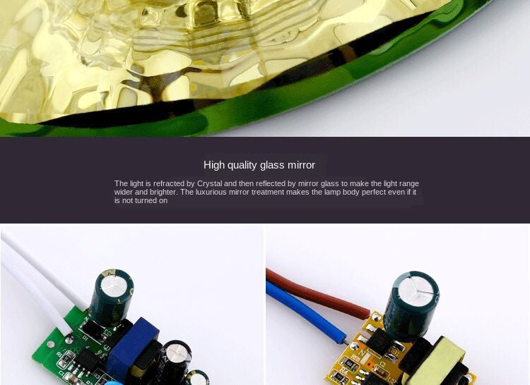 LED Downlight Ceiling Light Crystal Spotlight 3 Watts Full Set of Living Room Background Wall Lamps