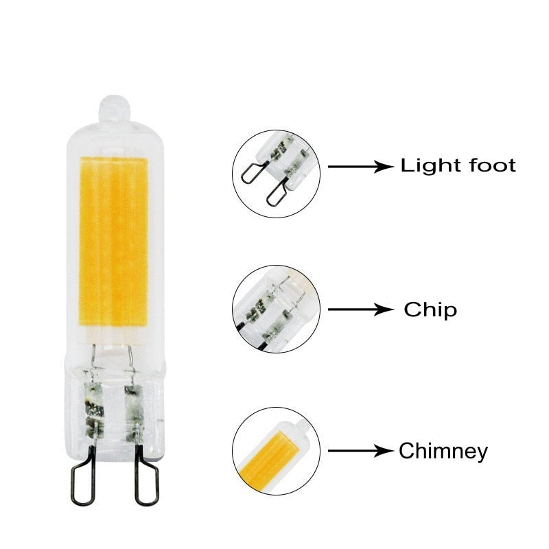 Super Bright G9 LED Light Bulb 6W 9W 12W 15W 220V Glass Lamp Constant Power Light LED Lighting G9 COB Bulbs