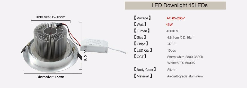Downlight Led Light Fixture 10PCS 12W 15W 21W 27W 36W 45W 85-265V LED Downlight Home Lighting Spoting Led Recessed Ceiling Lamp