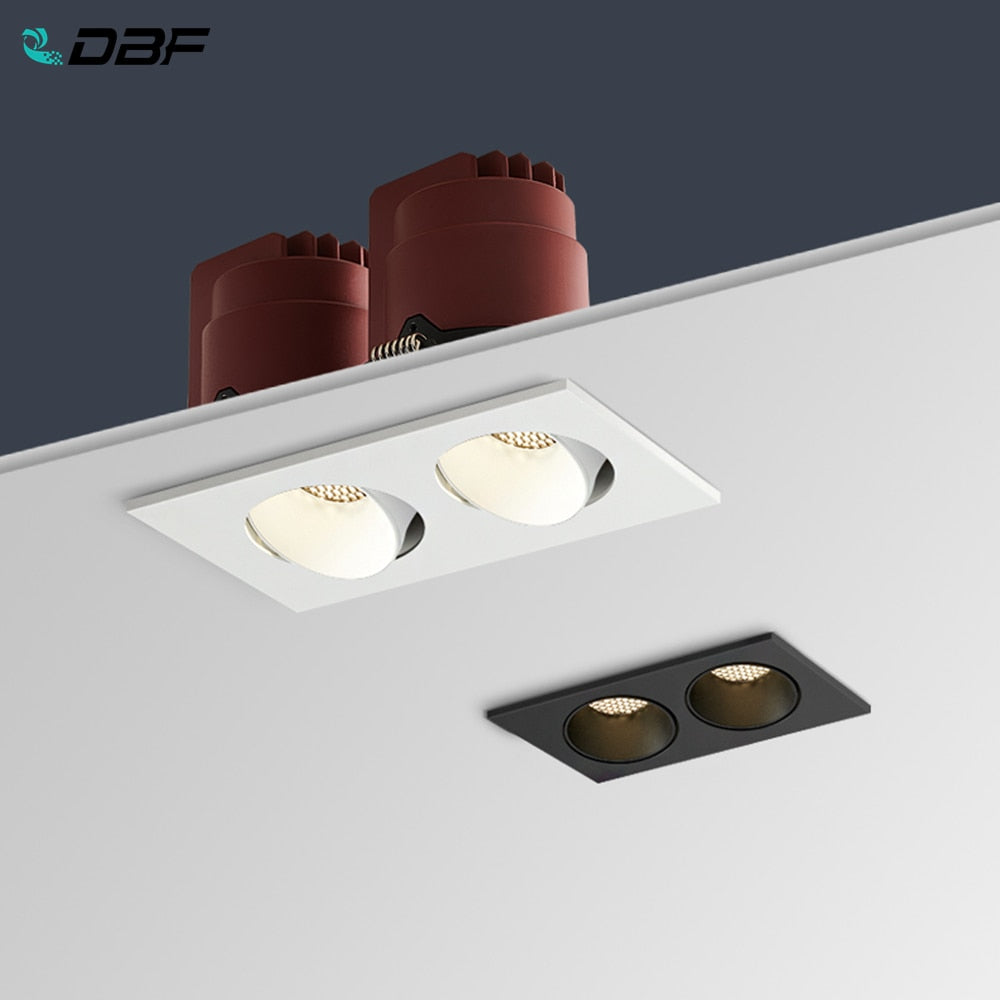 DBF Angle Adjust Square Anti-Glare LED Recessed Downlight 14W 24W 30W Honeycomb Nest Len Ceiling Spot Light Kitchen Living Room