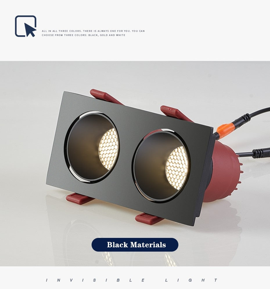 DBF Angle Adjust Square Anti-Glare LED Recessed Downlight 14W 24W 30W Honeycomb Nest Len Ceiling Spot Light Kitchen Living Room