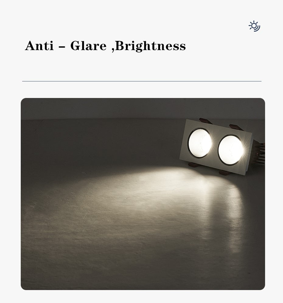 DBF Angle Adjust Square Anti-Glare LED Recessed Downlight 14W 24W 30W Honeycomb Nest Len Ceiling Spot Light Kitchen Living Room