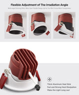 DBF Angle Adjust Square Anti-Glare LED Recessed Downlight 14W 24W 30W Honeycomb Nest Len Ceiling Spot Light Kitchen Living Room