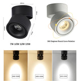 DBF Angle Adjustable Ceiling No-Cut Surface Mounted Downlight 7W 10W 12W 15W LED Ceiling Spot Light for Kitchen Bedroom Decor