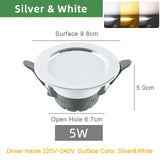 Kaguyahime 10pcs LED Downlight LED Spot Light 3000k 4500K 6000K 3W 5W AC 220V 240V LED Panel Lamp Round Recessed Spot Lighting