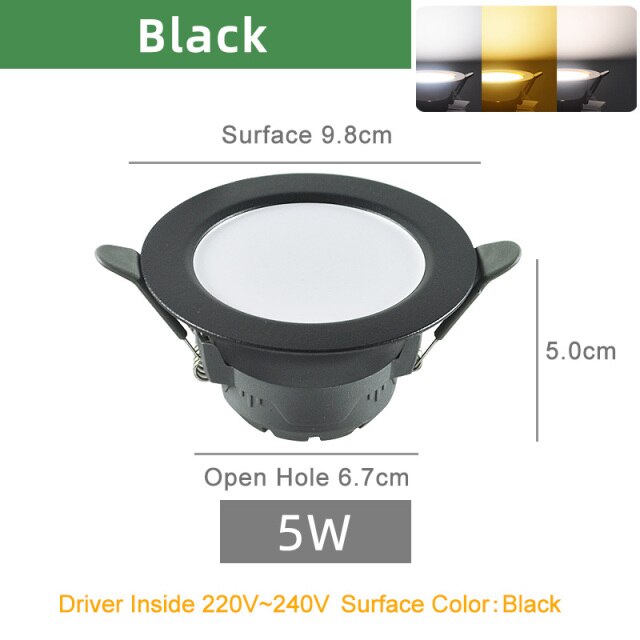 Kaguyahime 10pcs LED Downlight LED Spot Light 3000k 4500K 6000K 3W 5W AC 220V 240V LED Panel Lamp Round Recessed Spot Lighting