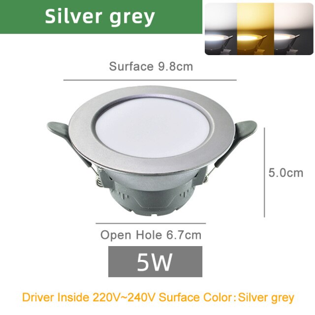 Kaguyahime 10pcs LED Downlight LED Spot Light 3000k 4500K 6000K 3W 5W AC 220V 240V LED Panel Lamp Round Recessed Spot Lighting