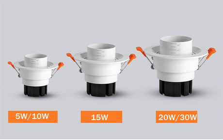 Beam Angle Adjustable 15/45/60 Degrees LED COB Recessed Downlight 5W 10W 15W LED Ceiling Spot Light for Picture Background