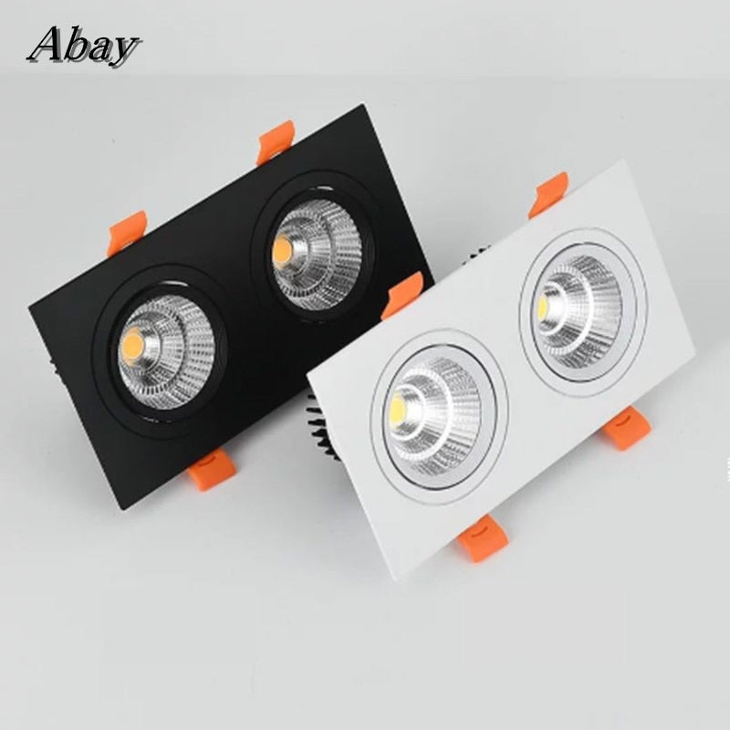 Double Square Recessed Dimmable LED Downlights 14W 18W 24W COB LED Ceiling Lamp AC85~265V LED Ceiling Spot Lights Indoor Lighting