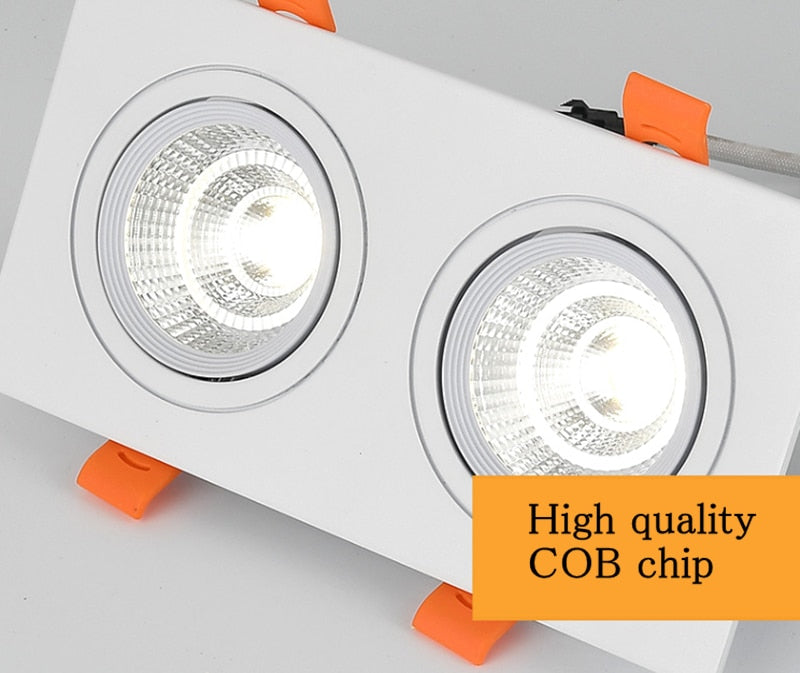 Double Square Recessed Dimmable LED Downlights 14W 18W 24W COB LED Ceiling Lamp AC85~265V LED Ceiling Spot Lights Indoor Lighting