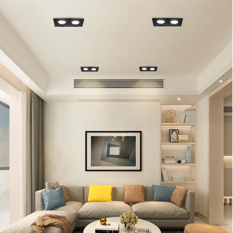 Double Square Recessed Dimmable LED Downlights 14W 18W 24W COB LED Ceiling Lamp AC85~265V LED Ceiling Spot Lights Indoor Lighting