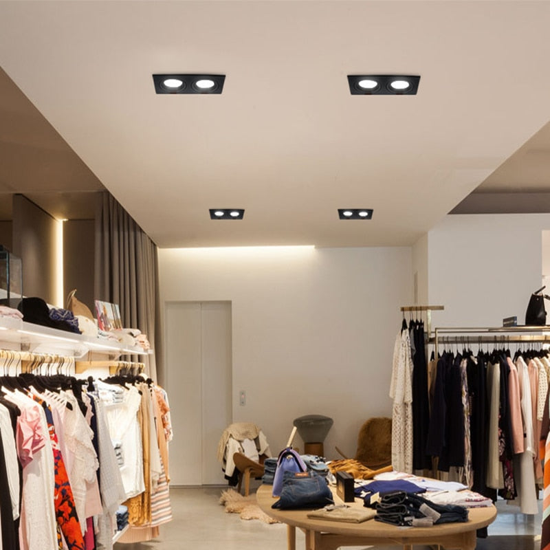 Double Square Recessed Dimmable LED Downlights 14W 18W 24W COB LED Ceiling Lamp AC85~265V LED Ceiling Spot Lights Indoor Lighting