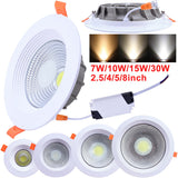 LED Recessed Downlight 7W 10W 15W 30W LED COB Ceiling Lamp AC85-265V Spot Light Bedroom Decor Indoor Lighting lampara led D30