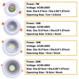 LED Recessed Downlight 7W 10W 15W 30W LED COB Ceiling Lamp AC85-265V Spot Light Bedroom Decor Indoor Lighting lampara led D30