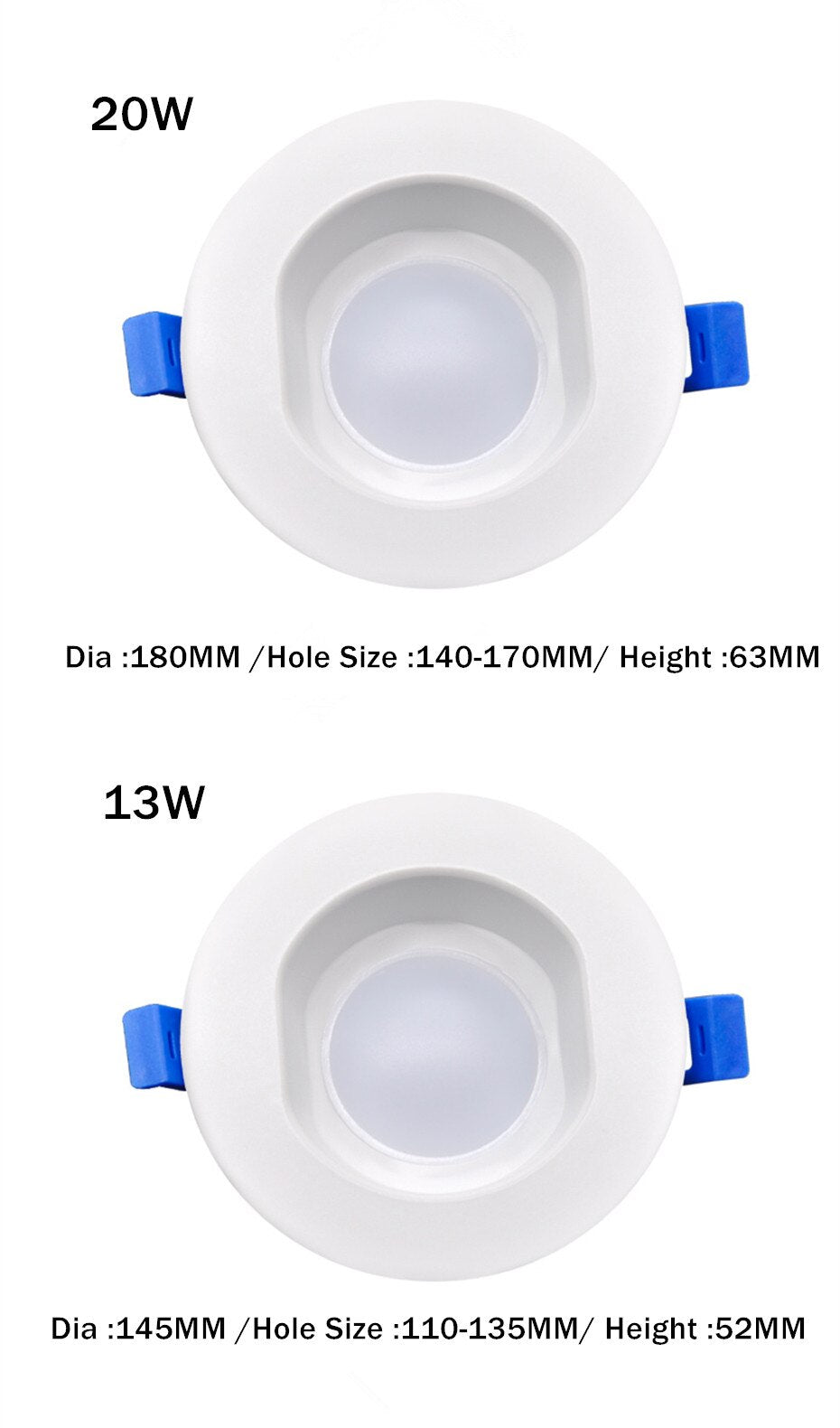 IP65 Waterproof LED Downlight 6W 13W 20W Round Recessed Lamp 220V 230V Led Bulb for Bathroom lights Indoor LED Spot Lights
