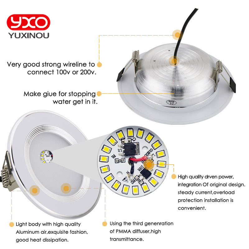 LED Waterproof IP65 AC 220V 1pcs 5W 7W 9W 12W 15W 30W Driverless dimmable LED down light SMD 5630/5730 LED downlight