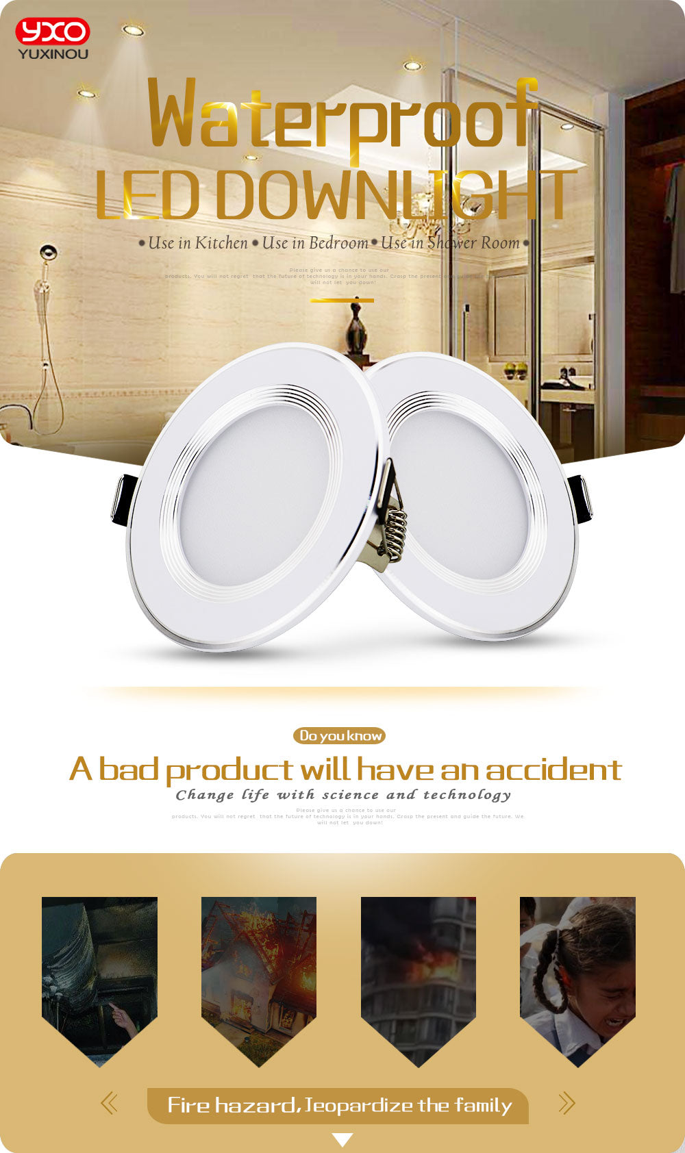 LED Waterproof IP65 AC 220V 1pcs 5W 7W 9W 12W 15W 30W Driverless dimmable LED down light SMD 5630/5730 LED downlight