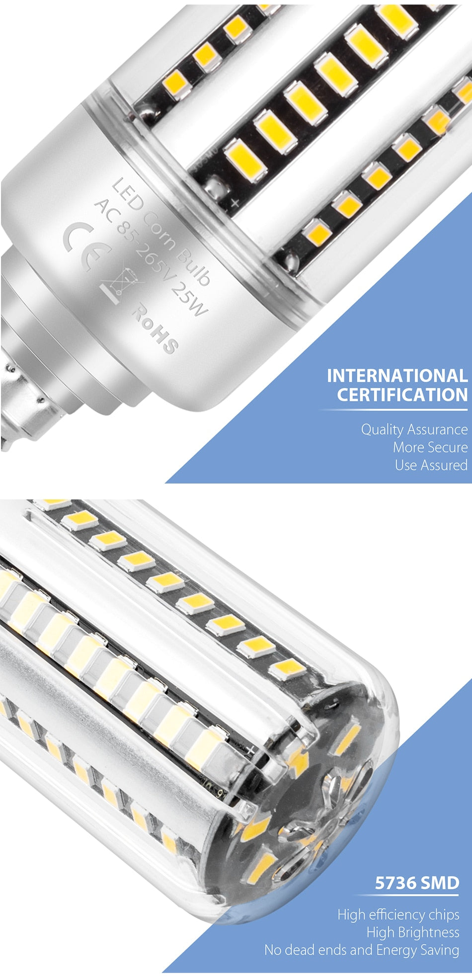 E27 Led Bulb 25W Corn Lights E14 LED Lampada AC 85-265V Indoor Lighting LED 220V Lamp Bulb SMD 5736 Downlight Super Bright Light