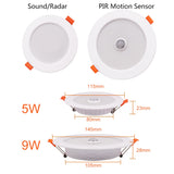 Led Downlight 220V Ceiling Light 3W 5W 9W 18W PIR Motion Sensor Recessed Down light Round Led Panel Light Spotlight Indoor Light