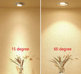 Beam Angle Adjustable 15/45/60 Degrees LED COB Recessed Downlight 7W 12W 15W 20W LED Ceiling Spot Light for Picture Background