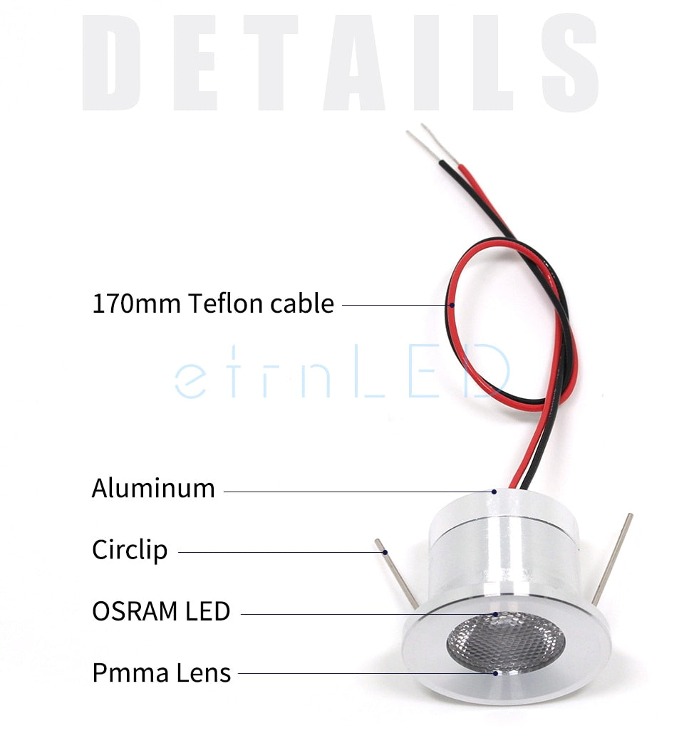 etrnLED Waterproof Led Spot Lights Outdoor IP65 DC12V Interior Kitchen Bathroom Lamp Bath Sauna Recessed Ceiling Downlight