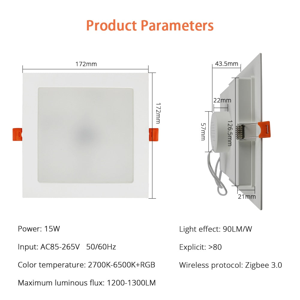 Benexmart Zigbee 3.0 LED Downlight Smart Recessed Ceiling Light RGBCW 15w Tuya Smartthings App Alexa Google Home Voice Control