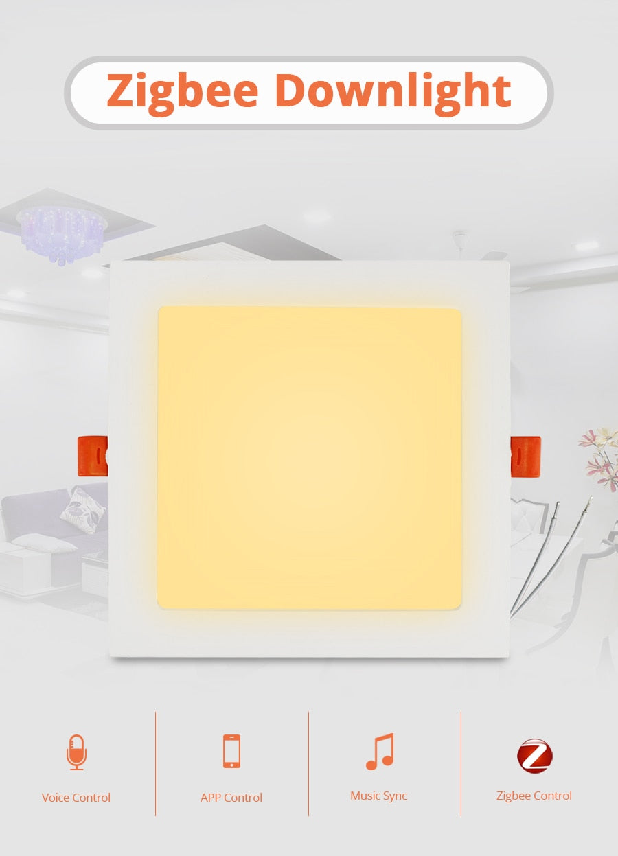 Benexmart Zigbee 3.0 LED Downlight Smart Recessed Ceiling Light RGBCW 15w Tuya Smartthings App Alexa Google Home Voice Control