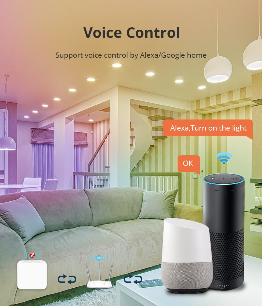 Benexmart Zigbee 3.0 LED Downlight Smart Recessed Ceiling Light RGBCW 15w Tuya Smartthings App Alexa Google Home Voice Control