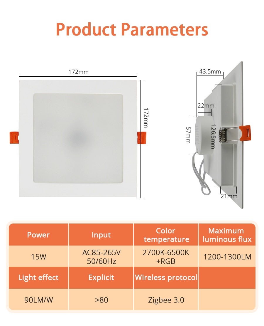Benexmart Zigbee 3.0 LED Downlight Smart Recessed Ceiling Light RGBCW 15w Tuya Smartthings App Alexa Google Home Voice Control