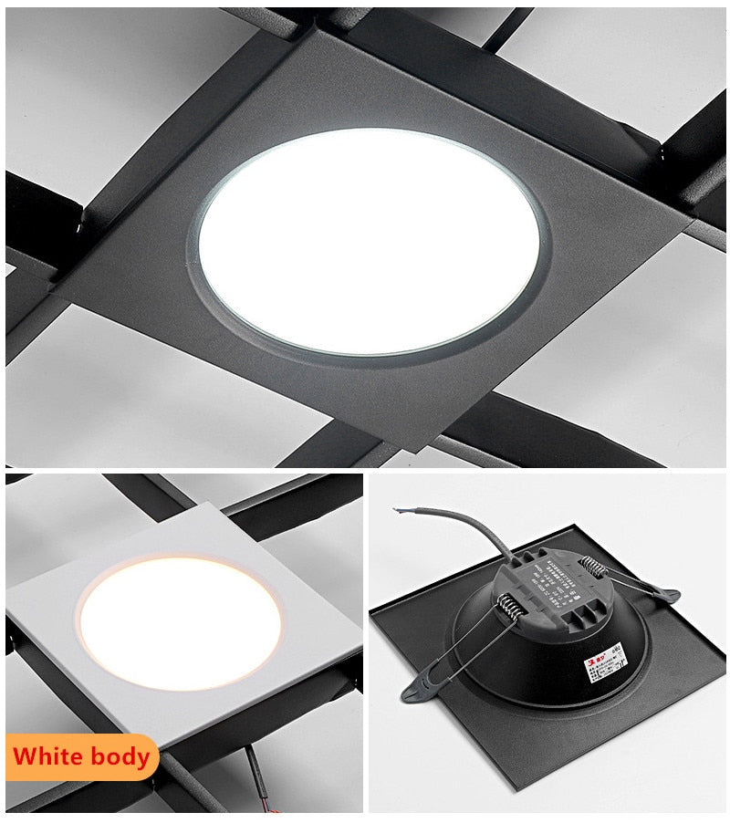LED iron Spot Light white/black body square 9W 12W 15W LED downlight Recessed ceiling lamp 220V 230V cold white/warm white