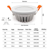 IP65 Waterproof Led Downlights 220V Leds Spot Lights 5W 7W 9W 12W 15W 110V Downlight Down Lights Lighting Fixture for Bathroom