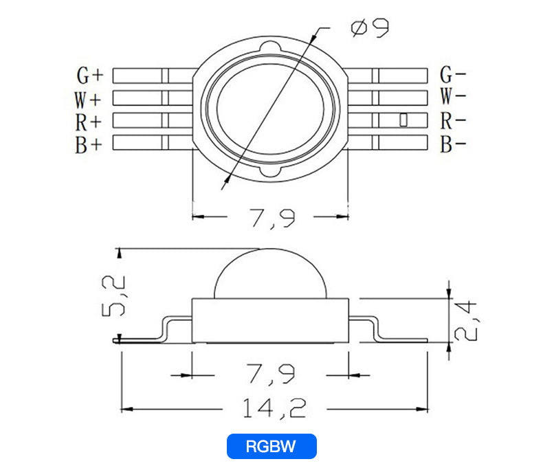 High Power LED Bead 5pcs 3W RGB RGBW with pcb Board led source, 4pin 6pin RGB red green blue led chip for stage light Downlight