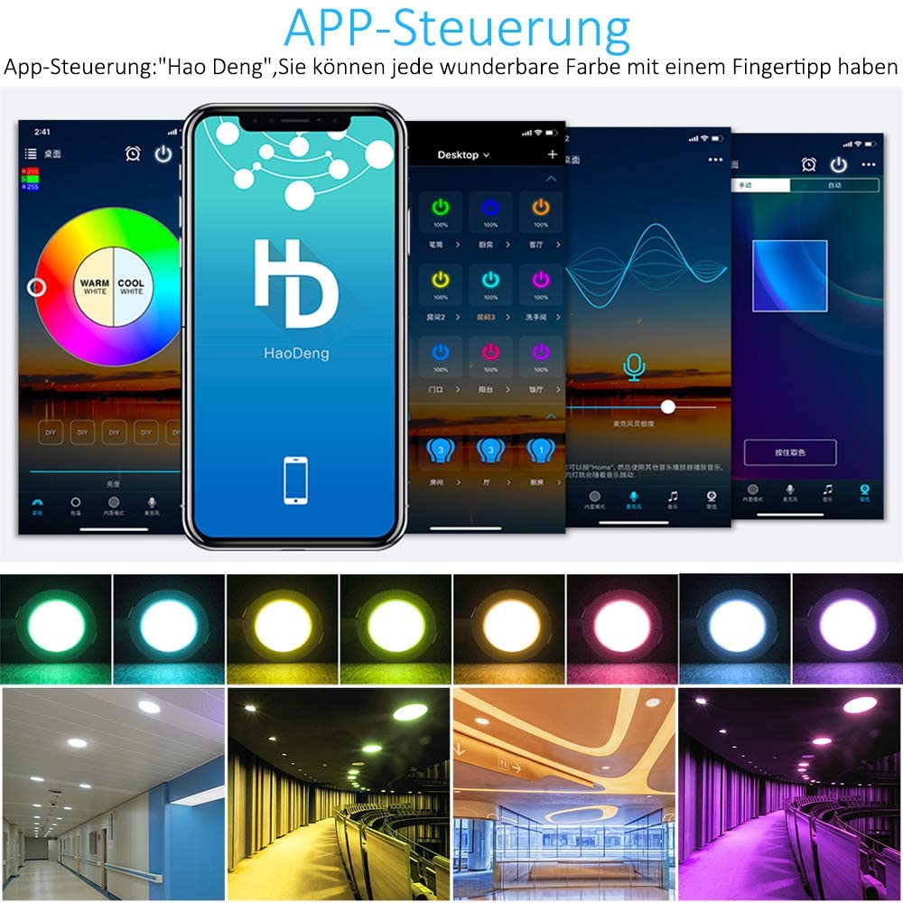 LED 10X 9W 5W RGB Warm Cool White 5in1 LED Ceiling Lamp DownLight WIFI/Bluetooth Spotlight APP/Music Remote Controller Timer Dimmer