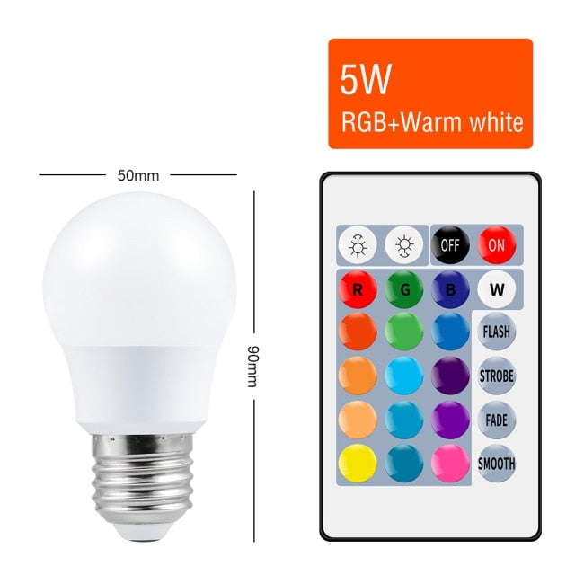 Led RGB Color Changing Lamp E27 Dimmable Led Light 220V Led RGBW Magic Bulb 5W 10W 15W Home Party Decor Lighting 110V Spot Lampa