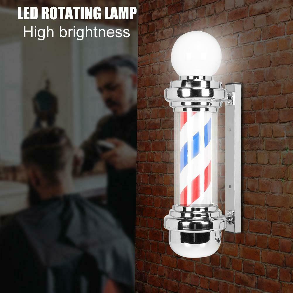 Barber Shop Pole Rotating Lighting Red White Blue Stripe Rotating Light Stripes Sign Hair Wall Hanging LED Downlights 75cm