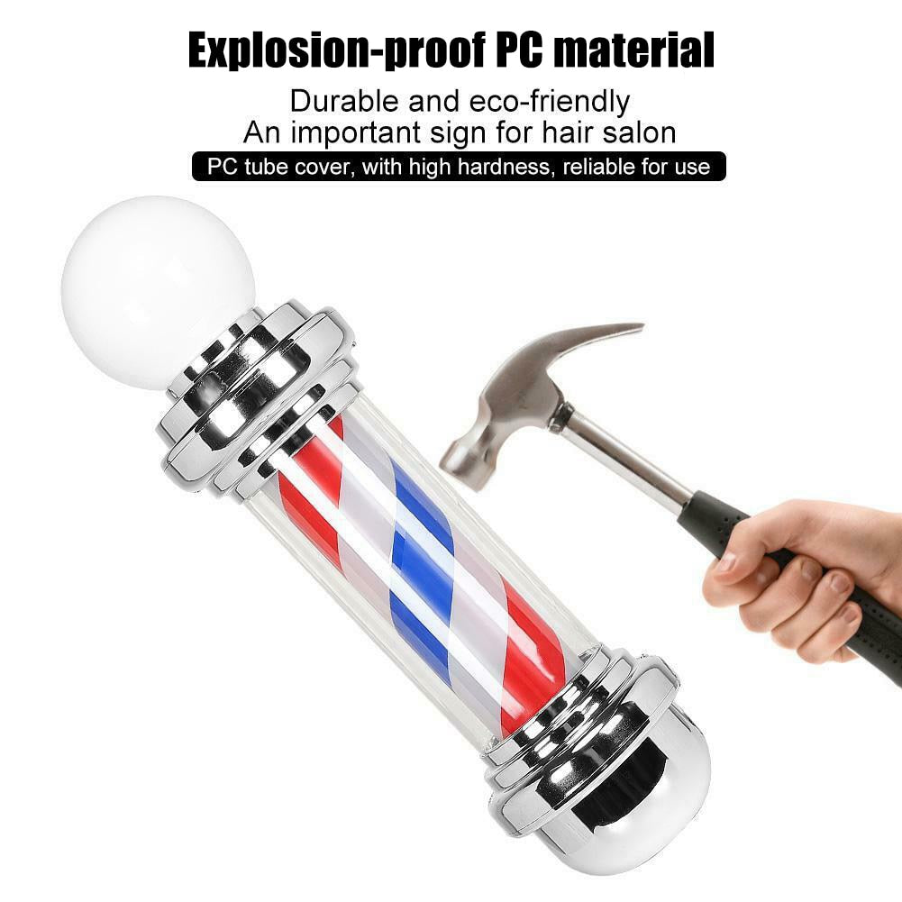 Barber Shop Pole Rotating Lighting Red White Blue Stripe Rotating Light Stripes Sign Hair Wall Hanging LED Downlights 75cm