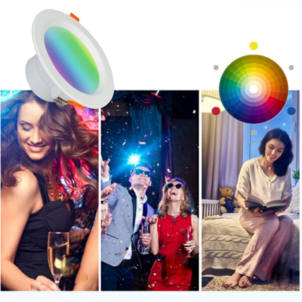 WiFi LED Downlight Smart Life APP AC Round Spot Light 5W 7W 9W RGB Color Changing Dimmable Recessed Ceiling Light Lamp 110-265V