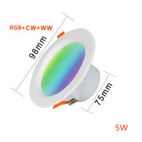 WiFi LED Downlight Smart Life APP AC Round Spot Light 5W 7W 9W RGB Color Changing Dimmable Recessed Ceiling Light Lamp 110-265V
