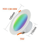 WiFi LED Downlight Smart Life APP AC Round Spot Light 5W 7W 9W RGB Color Changing Dimmable Recessed Ceiling Light Lamp 110-265V