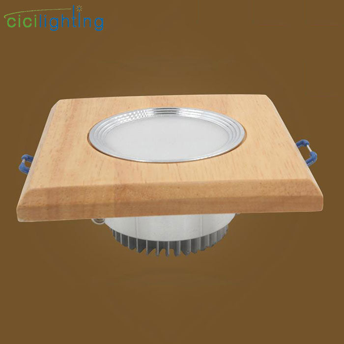 Square Solid Wood led Downlight, Modern 3W 5W led Recessed Ceiling Spotlights Industrial Office Ceilling Lamp Home Cabinet Light
