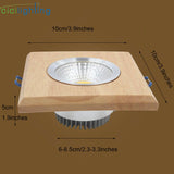 Square Solid Wood led Downlight, Modern 3W 5W led Recessed Ceiling Spotlights Industrial Office Ceilling Lamp Home Cabinet Light