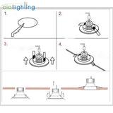 Square Solid Wood led Downlight, Modern 3W 5W led Recessed Ceiling Spotlights Industrial Office Ceilling Lamp Home Cabinet Light