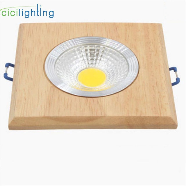 Square Solid Wood led Downlight, Modern 3W 5W led Recessed Ceiling Spotlights Industrial Office Ceilling Lamp Home Cabinet Light
