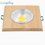 Square Solid Wood led Downlight, Modern 3W 5W led Recessed Ceiling Spotlights Industrial Office Ceilling Lamp Home Cabinet Light